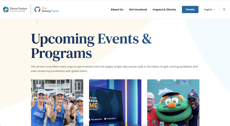 Screenshot of Jimmy Fund website homepage.